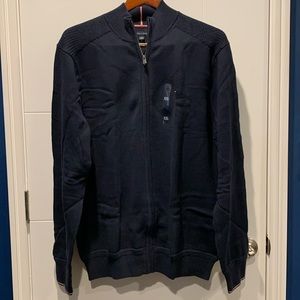 Tommy Hilfiger Flag Logo Zip Knit Sweater in Navy XXL